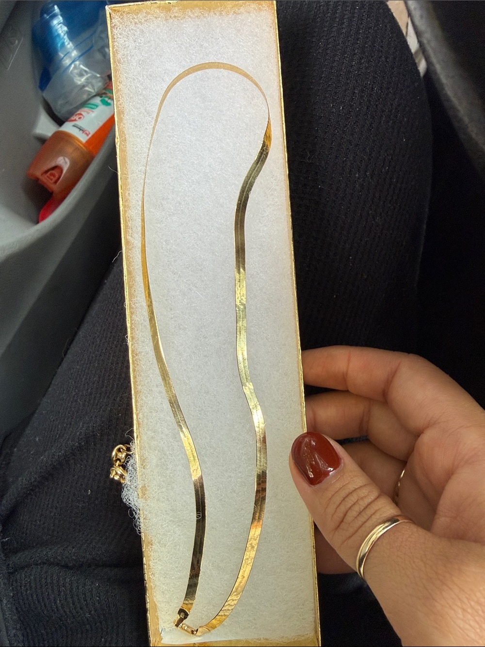 14k solid gold herringbone Necklace Like New - Picture 2 of 3